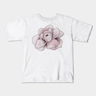 Dusty Rose Peony Kids T-Shirt